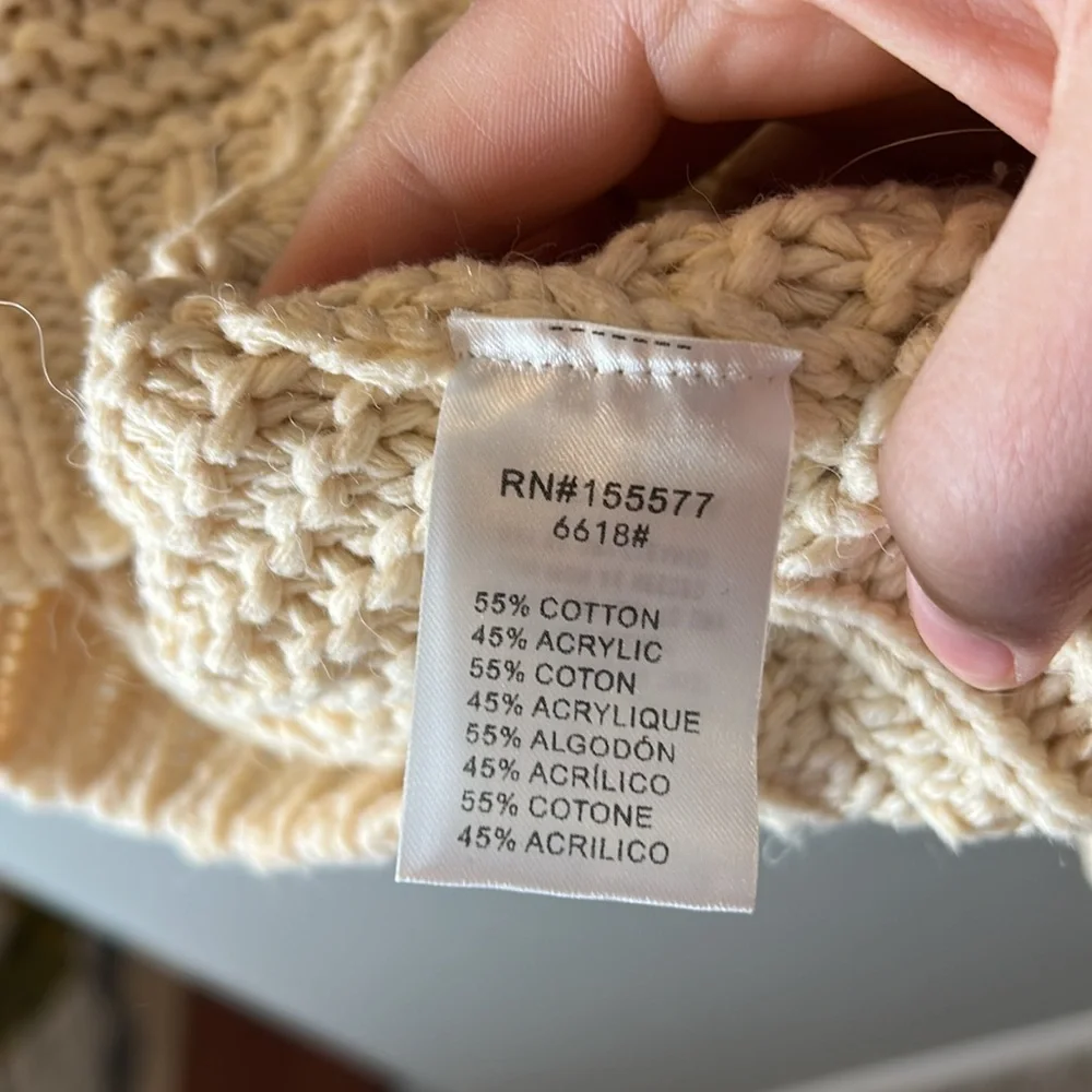 Miracle‎ Beige Cream Cotton Blend Knit Long Cardigan Sweater S/M